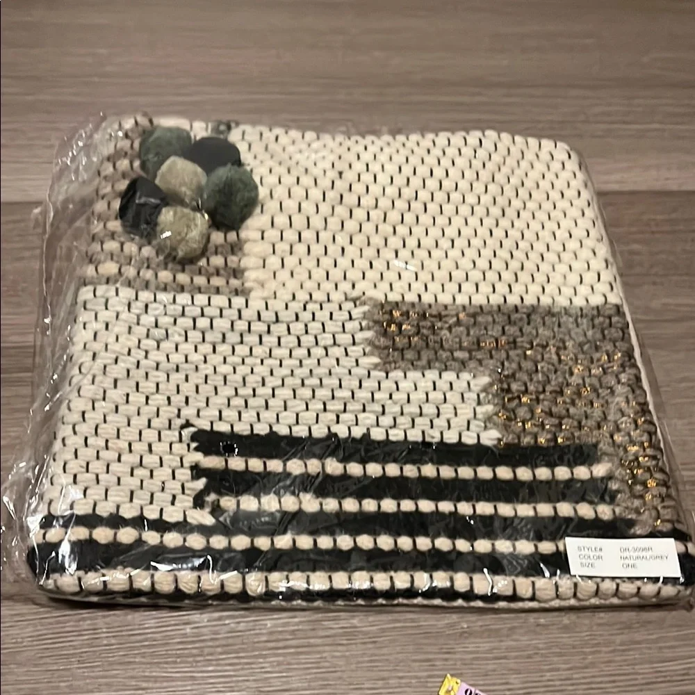 Stylish Woven Tote Bag - Black, White, and Brown